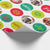 Bauble Red White-patroon kerstfoto Cadeaupapier (Hoek)