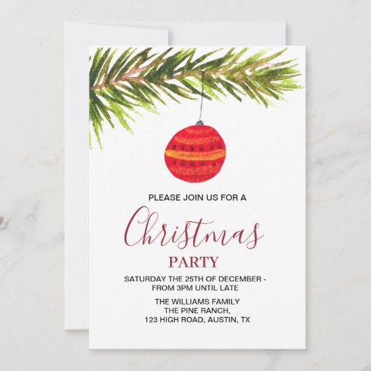 Bauble  Retro Rode Kerstfeest Kaart (Voorkant)