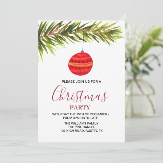 Bauble  Retro Rode Kerstfeest Kaart (Staand voorkant)