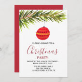 Bauble  Retro Rode Kerstfeest Kaart (Voorkant / Achterkant)