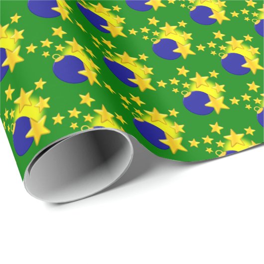 Bauble Stars Kerstmis Cadeaupapier (Rol Hoek)