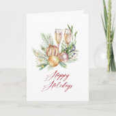 Baubles en Champagne Holiday Greeting Feestdagen Kaart (Voorkant)