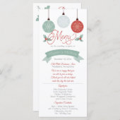 Baubles en Holly Kerstfeestdag bruiloft Menu (Voorkant / Achterkant)