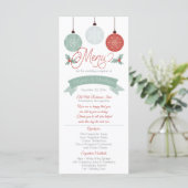 Baubles en Holly Kerstfeestdag bruiloft Menu (Staand voorkant)