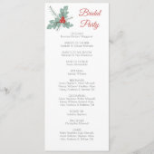 Baubles en Holly Kerstfeestdag bruiloft Programmakaart (Achterkant)