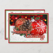 Baubles & Pine Cones Briefkaart (Voorkant / Achterkant)