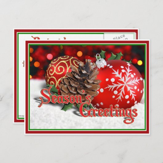 Baubles & Pine Cones Briefkaart (Voorkant / Achterkant)