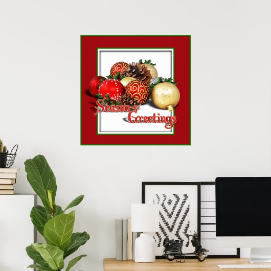 Baubles & Pine Cones Poster (Thuiskantoor)