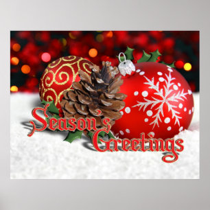 Baubles & Pine Cones Poster