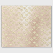 Baubles Pink Rose Metallic Gold Cottage Feestdagen Cadeaupapier (Vlak)