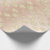 Baubles Pink Rose Metallic Gold Cottage Feestdagen Cadeaupapier (Hoek)