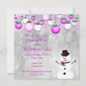 Baubles, Winterboom & Sneeuwman Kerstfeest Kaart (Achterkant)