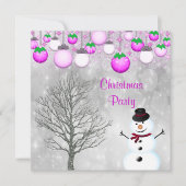 Baubles, Winterboom & Sneeuwman Kerstfeest Kaart (Voorkant)