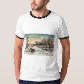 Bauer Art Sneeuwbrug Winterscène T-Shirt (Voorkant)