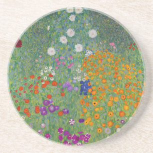 Bauerngarten, Olie Schilderij, Gustav Klimt Zandsteen Onderzetter