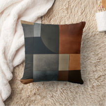 Bauhaus aardse geometrische blokpatroon kussen