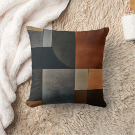 Bauhaus aardse geometrische blokpatroon kussen