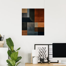 Bauhaus aardse geometrische patroon abstracte post poster