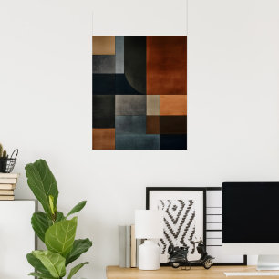 Bauhaus aardse geometrische patroon abstracte post poster