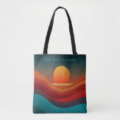 Bauhaus Aardse Zonsondergang Golven Aangepaste Tek Tote Bag (Voorkant)