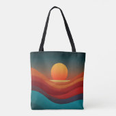 Bauhaus Aardse Zonsondergang Golven Aangepaste Tek Tote Bag (Achterkant)