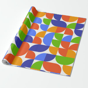 Bauhaus Abstract geometrisch patroon in blauw groe Cadeaupapier