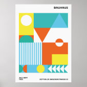 Bauhaus Abstract Poster Orange Teal (Voorkant)