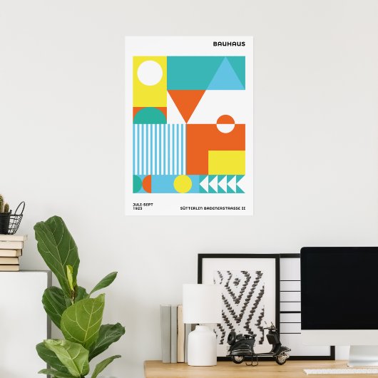 Bauhaus Abstract Poster Orange Teal (Thuiskantoor)