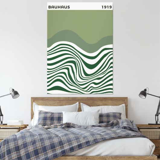 Bauhaus Abstracte Golfplaat Muur Kunst, huisdecora Canvas Afdruk (Insitu (Slaapkamer))