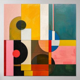 Bauhaus abstracte kleurrijke kunst poster