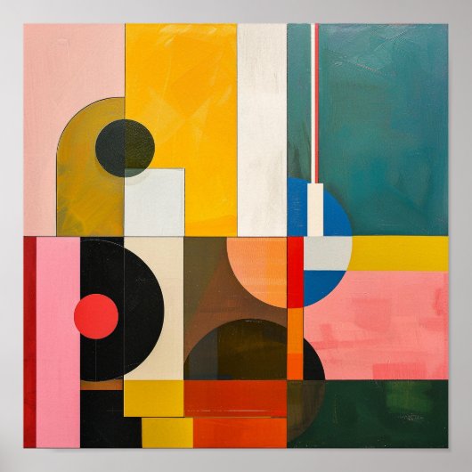 Bauhaus abstracte kleurrijke kunst poster (Voorkant)