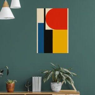 Bauhaus Abstracte Poster Rood Blauw Geel Krachti