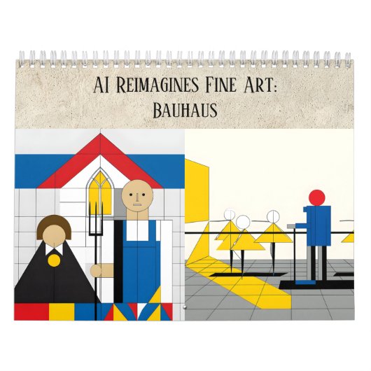 Bauhaus AI-kunstesthetiek - Fijne kunst geremixt Kalender (Hoes)