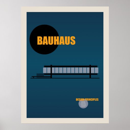 Bauhaus Architecture Retro Design | Blauw Poster (Voorkant)