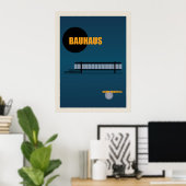 Bauhaus Architecture Retro Design | Blauw Poster (Thuiskantoor)