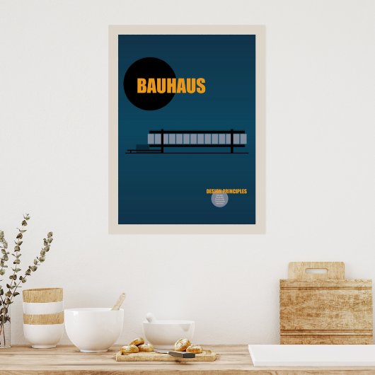 Bauhaus Architecture Retro Design | Blauw Poster (Keuken)