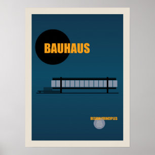 Bauhaus Architecture Retro Design   Blauw Poster