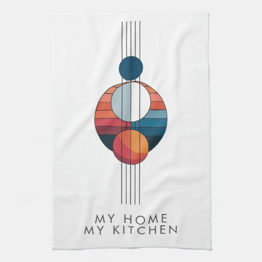 Bauhaus Art in five lines and spheres Theedoek (Verticaal)