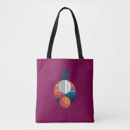 Bauhaus Art in vijf lijnen en bollen op rood Tote Bag