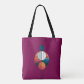 Bauhaus Art in vijf lijnen en bollen op rood Tote Bag (Achterkant)