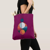 Bauhaus Art in vijf lijnen en bollen op rood Tote Bag (Dichtbij)
