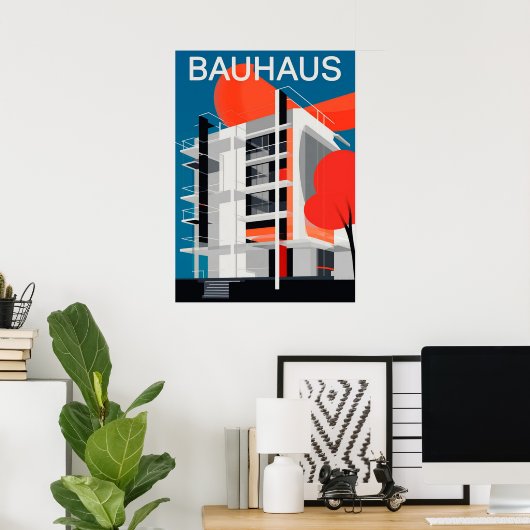Bauhaus, Bauhaus ontwerp, modern ontwerp, geometri Poster (Thuiskantoor)