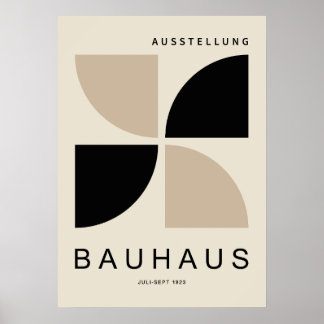 Bauhaus Beige Zwart Geometrisch Kwart Cirkel Poster