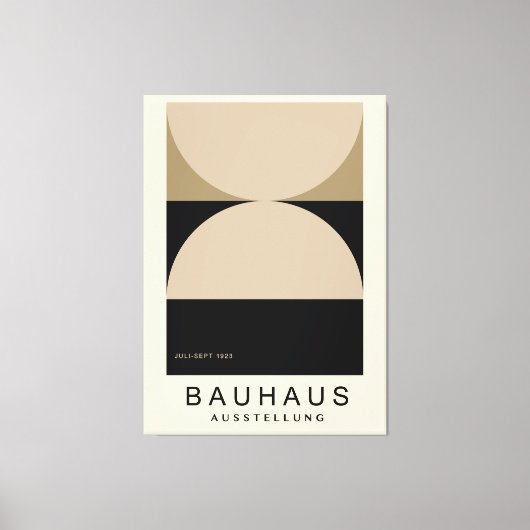 Bauhaus Beige Zwart Halve Cirkel Moderne Kunstprin Canvas Afdruk (Voorkant)