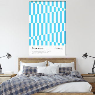 Bauhaus Blau Gestreept Geometrisch Kunstprint 1923 Canvas Afdruk