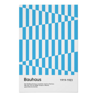 Bauhaus Blau Gestreept Geometrisch Kunstprint 1923 Perfect Poster