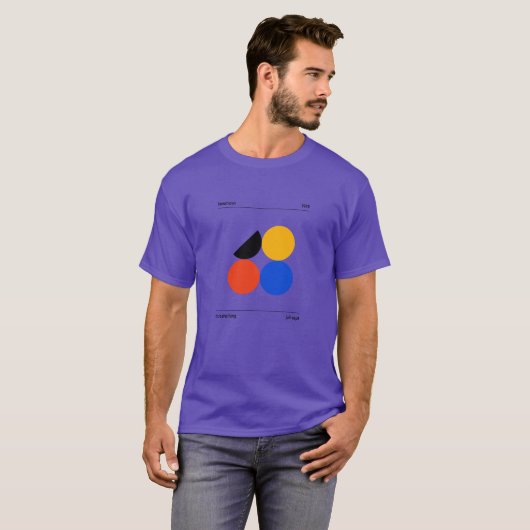 Bauhaus Circles and Semicircle Red Blue Yellow Bla T-shirt (Voorkant volledig)