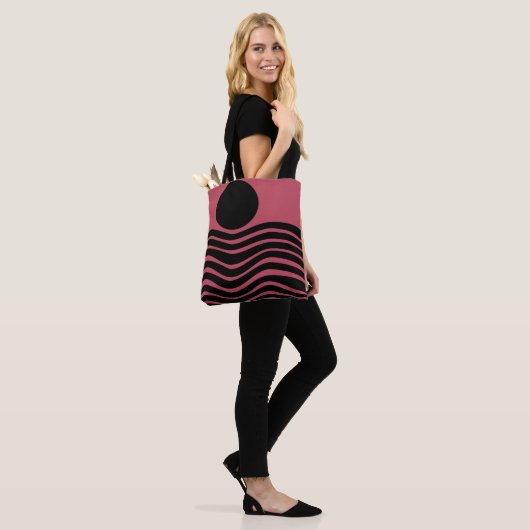 Bauhaus Deep Pink Abstract Tote Bag (Op model)