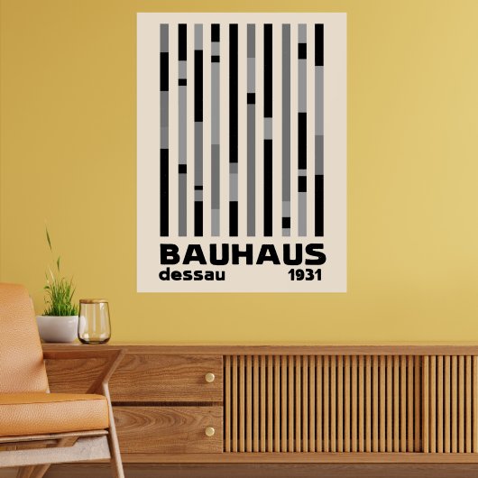 Bauhaus Dessau 1931 Modernist Homage Black Cream Poster (Woonkamer 2)