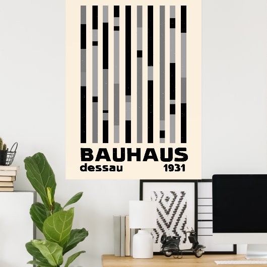 Bauhaus Dessau 1931 Modernist Homage Black Cream Poster (Thuiskantoor)